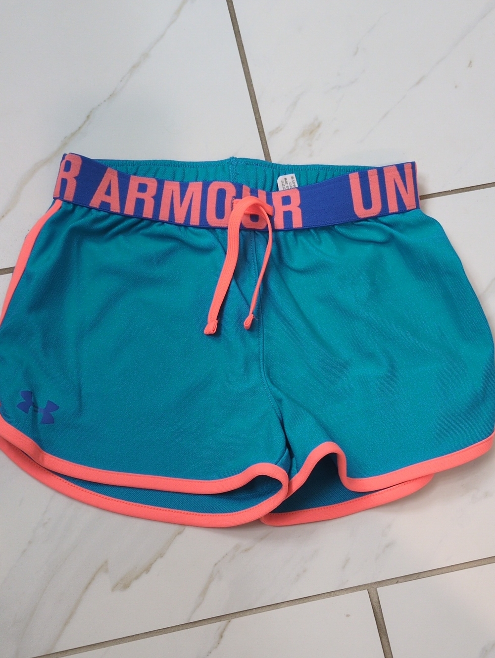 Under Armour Teal Athletic Shorts with Coral Trim